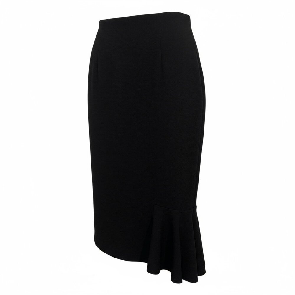 Black Below Knee Straight in Front Mermaid Back Skirt